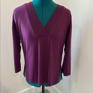 Banana Republic Factory Maroon V neck 3/4 Sleeve Blouse Size Small